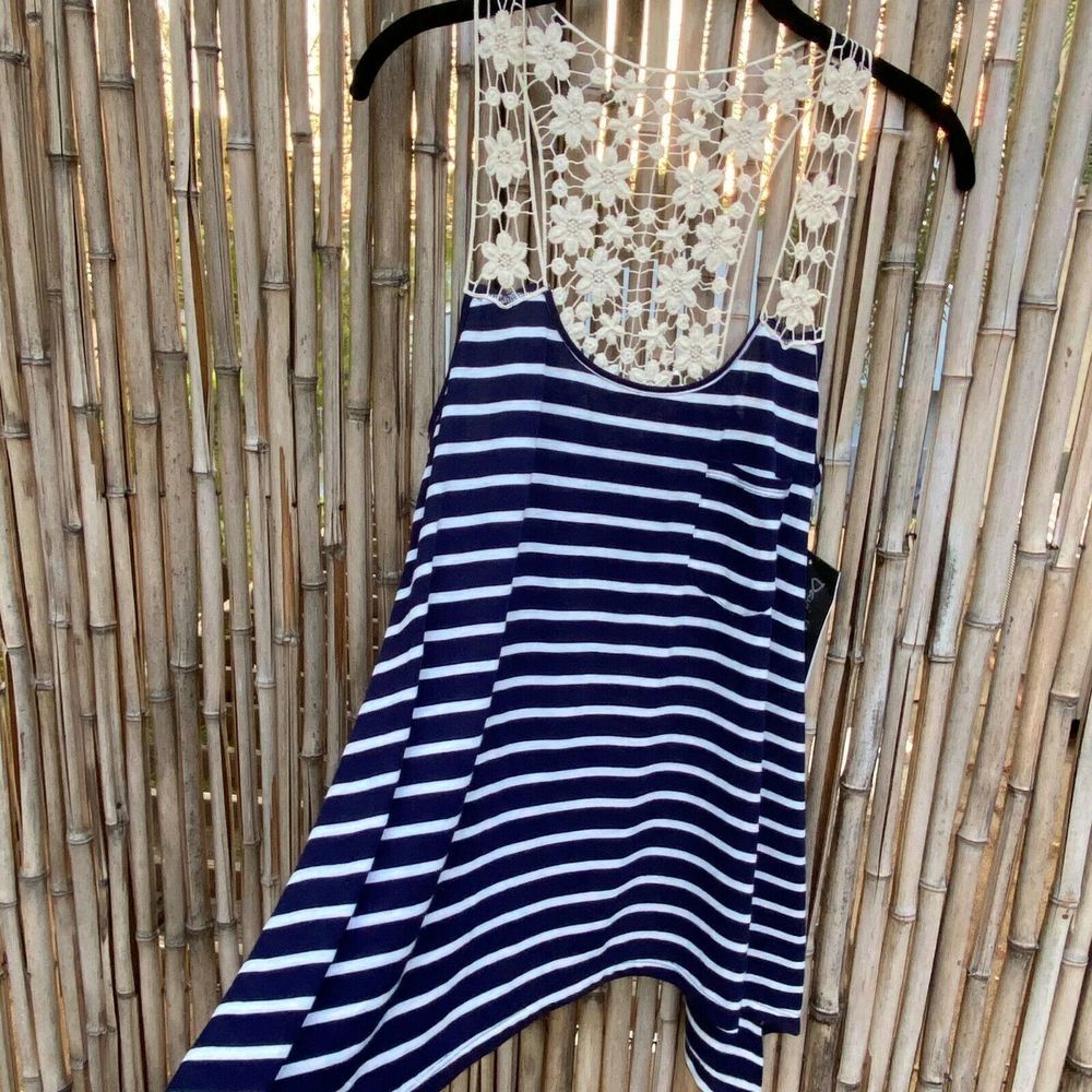 David Kahn Halter Lace Stripped Tank  M